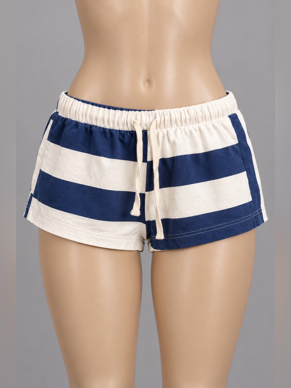 Free-EST by Free People XS Navy Cream Striped 100% Cotton Shorts